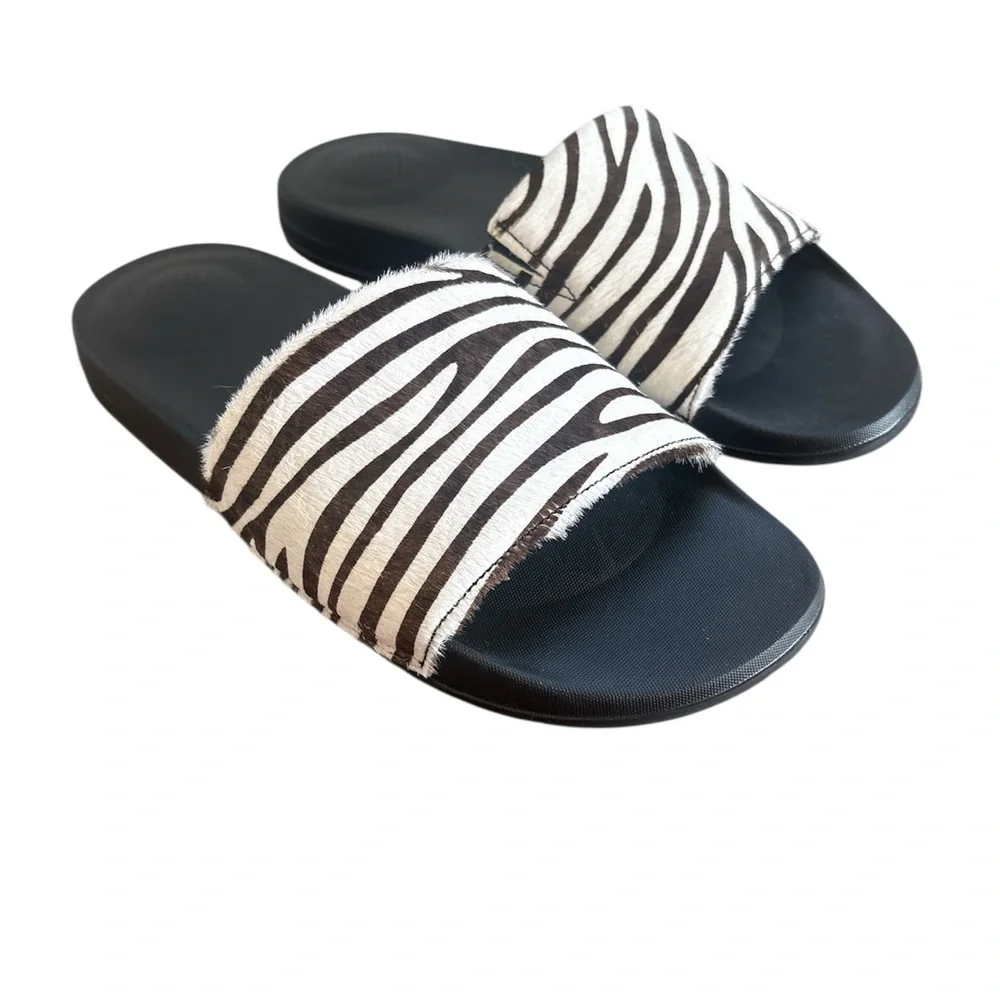 Fitflop EUC Iqushion Hair-on Leather Zebra Print Slides Women’s EU 42 / US 10